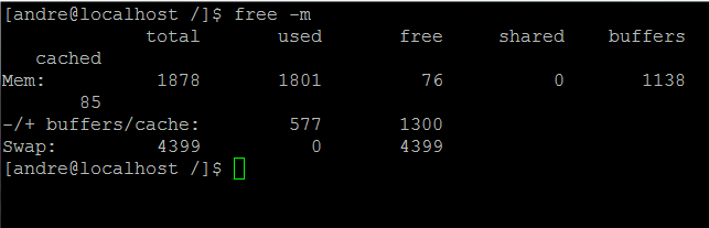 Comando free -m